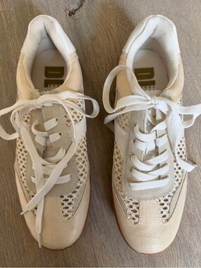 Woven Raffia Neutral Beige Women's Lace-Up Sneakers